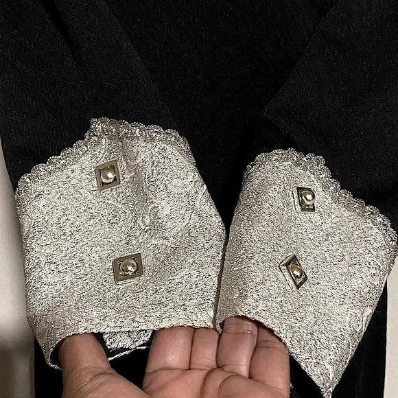 vtg Tuxedo Hostess Dress w Dual Side Splits - Picture 4 of 10